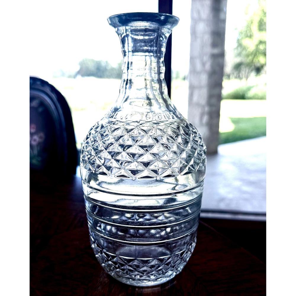 Vintage 1940s Whiskey Liquor Bottle Diamond Pressed Glass Federal Law 9"